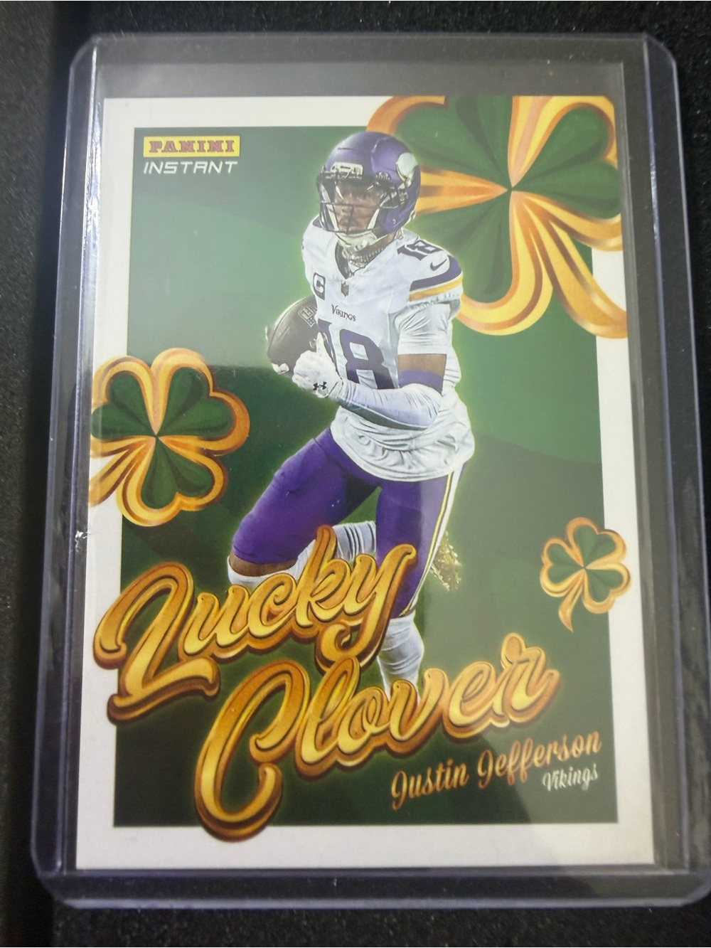 Lucky Clover Justin Jefferson Collectible Card - NFL TCG With Case